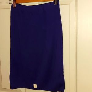 Vintage Blue Stretchy Pull-on Fitted Pencil Skirt S/M Petite